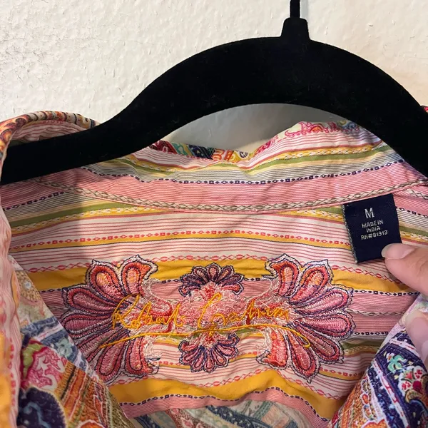Robert Graham Paisley Rainbow Button 3/4 Long Sleeve Size M - Image 3