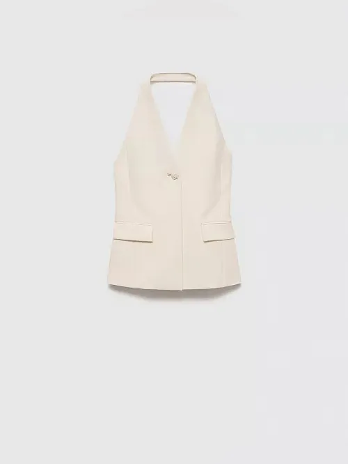 Mango Women's Jewel Button Detail Halter-Neck Gilet (Size L) - Image 6