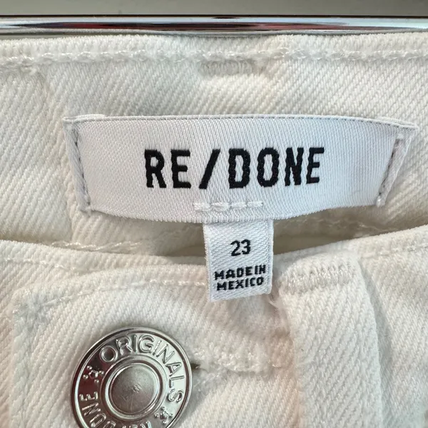 RE/DONE‎ 90s High Rise Ankle Crop Jeans White Destroy Distressed Size 23 - Image 2