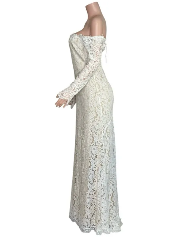 LULUS Romance Dreamer Lace Off-the-Shoulder Dress, White, Medium - Image 6