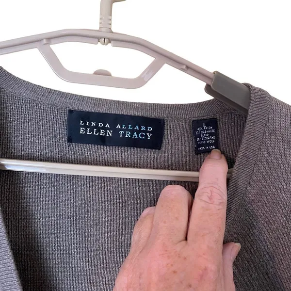 Linda Allard Ellen Tracy Cashmere Blend Cardigan Size Large - Image 3