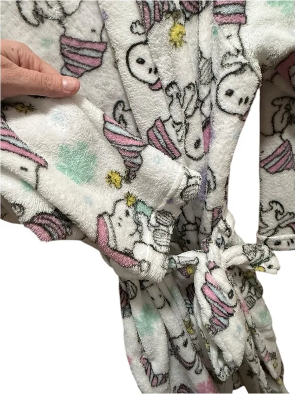 Peanuts Snoopy Holiday Fleece Robe Pink Winter Snoopy Sleepwear 1X NWT - Image 4