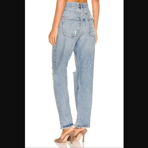 AGOLDE 90's Mid Rise Loose Distressed Jeans in Isolate - Image 3