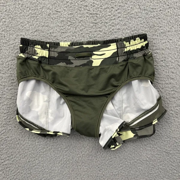 Lululemon Hotty Hot Low Rise Shorts 4" Heritage 365 Camo Green Athletic Women 6 - Image 3