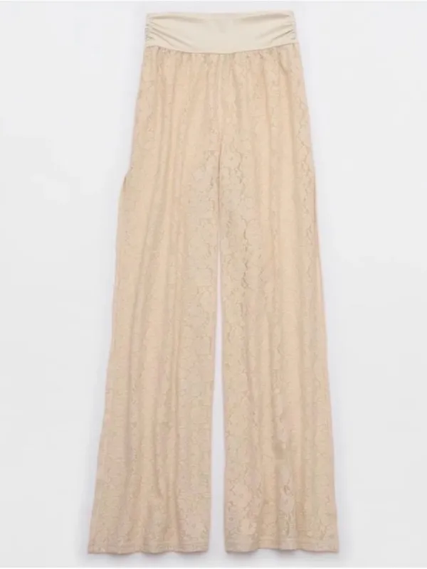 Offline by Aerie Go With the Flow Lace Split Leg Pants Cream S|P - Image 4