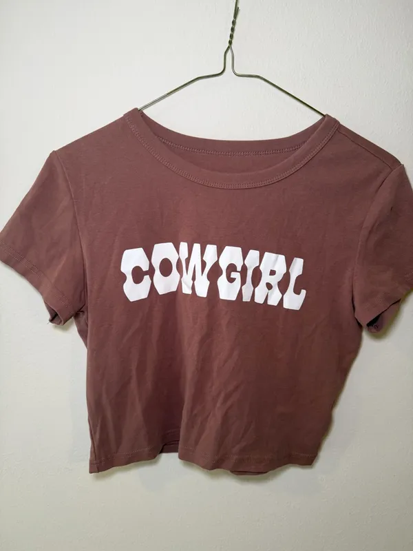 Cowgirl Graphic Crop Tee - Chocolate Brown - Image 2
