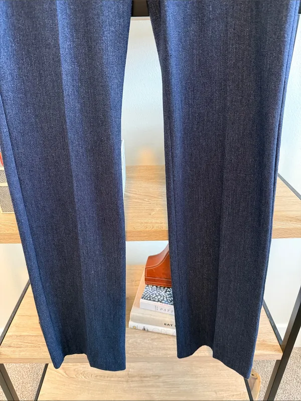 NWT Express Editor Boot Cut Mid-Rise Navy Woven Career Dress Pant Trouser 2 Long - Image 3