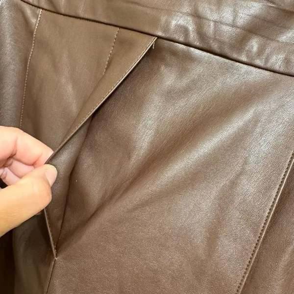 Free People Walnut Brown Faux Leather Pants Bandeau Set Size 8 NWOT - Image 7