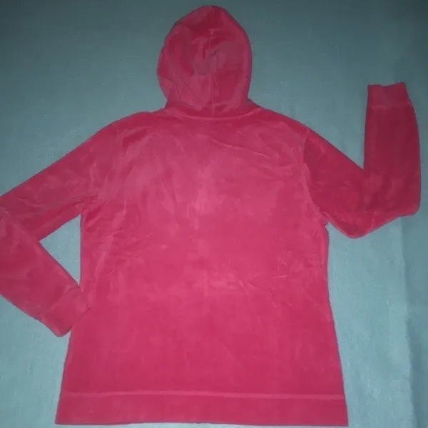 EVERLAST SPORT hot pink velour zip up hoodie bling trim at pockets NEW size L - Image 2