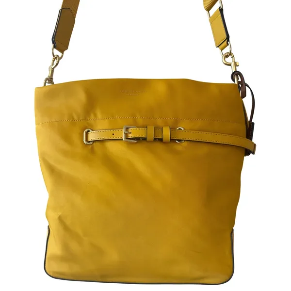 Tory‎ Burch Perry Nylon Bucket Bag Golden Crest Yellow Crossbody Belt Detail - Image 3