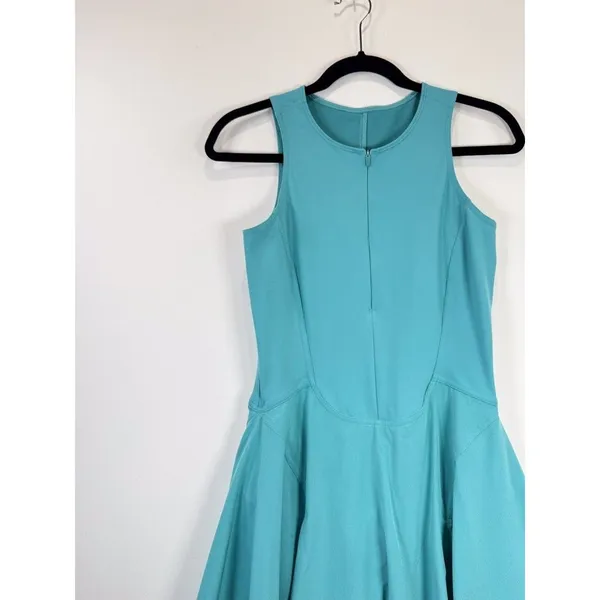 Lululemon Mini Dress Teal Everlux Short Lined Tennis Tank Cutout Back Size 6 - Image 4