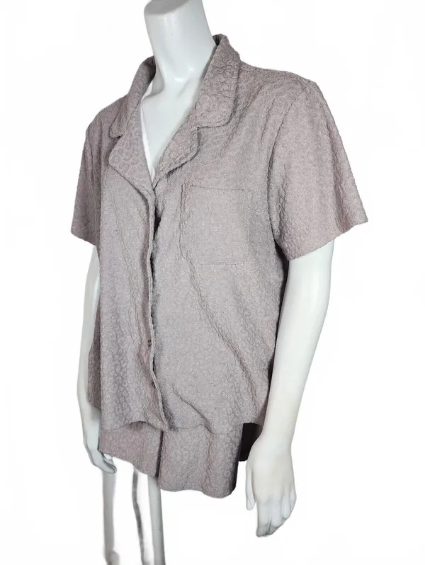 Como Sleep Women's Short Sleeve Pajama Set in Light Mauve Leopard, Size Large - Image 2