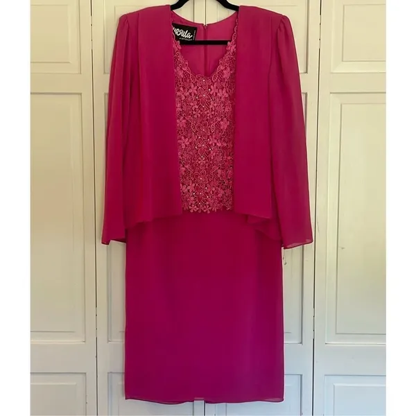 Ursula of Switzerland vintage pink lace cape dress 6 - Image 3