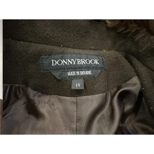 Donnybrook Wool Rabbit Collar Brown Long Coat Vintage VTG 14 AS IS - Image 9