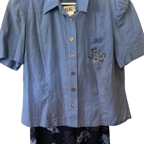 Vtg R&K Originals 80'S Dress W/ Tunic Linen Blend Set/2 Boho SZ 14 Boho Y2K - Image 4