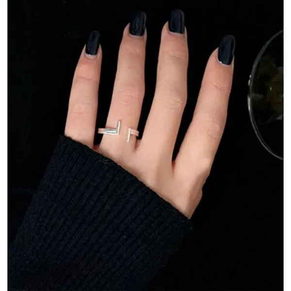 NEW Women's‎ Split Bar White Gold Plated S925 Band Ring Silver Adjustable - Image 7