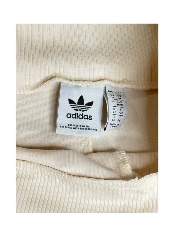 new adidas Originals ミ Ski Chic Flared Rib Retro 3 Stripe Leggings ミ Oatmeal ミ M - Image 12