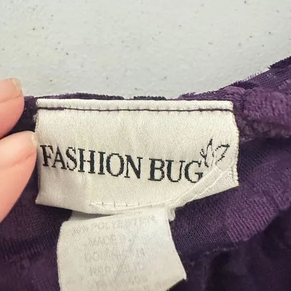 VTG Fashion Bug Womens 26/28 Burnout Velvet Top‎ Purple Fairy Whimsigoth Witchy - Image 5