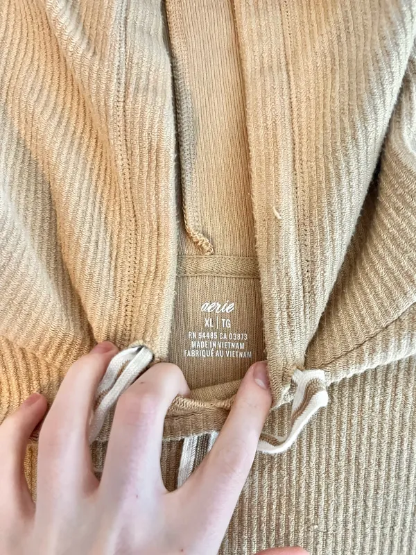 Aerie tan ribbed hoodie - Image 3