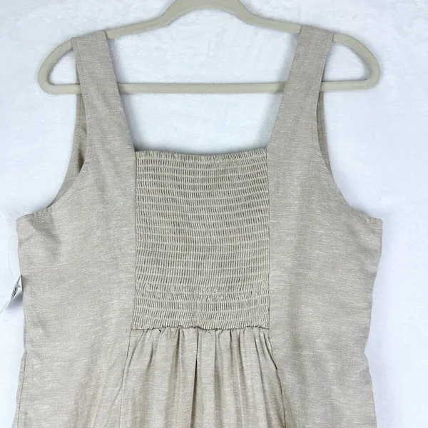 Old Navy Sleeveless Square Neck Midi Dress Size Large Flax Linen NEW Vacation - Image 6