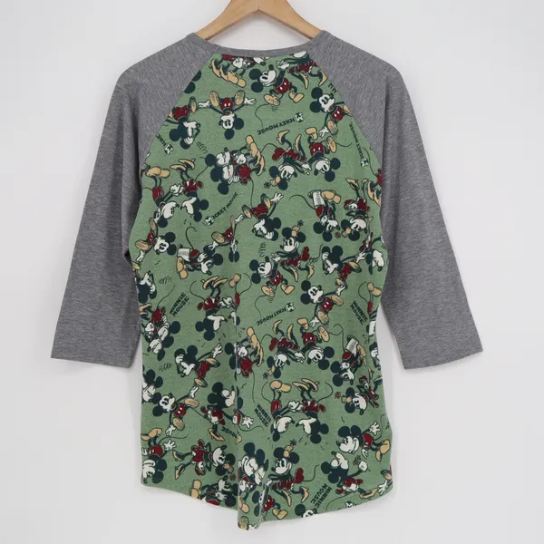 LuLaRoe Randy Disney Mickey Minnie Mouse Raglan Baseball Tee Green Grey Medium - Image 4