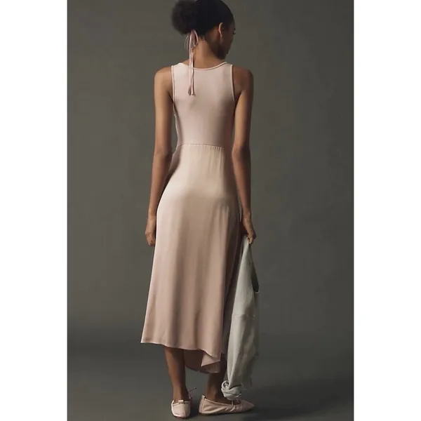 Anthropologie Gemini Mixed Media Slip Dress Mauve Pink Minimalist Romantic S - Image 3