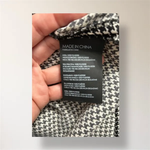 Club Monaco M Black White Houndstooth Sleeveless Mock Neck Retro Y2K Top‎ - Image 8