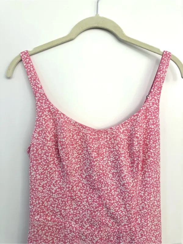 Abercrombie & Fitch Pink Floral Slit Midi Dress Small - Image 6