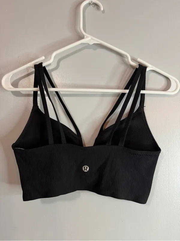 Lululemon Athletica Black Ribbed Strappy Sports Bra Size 2 - Image 2