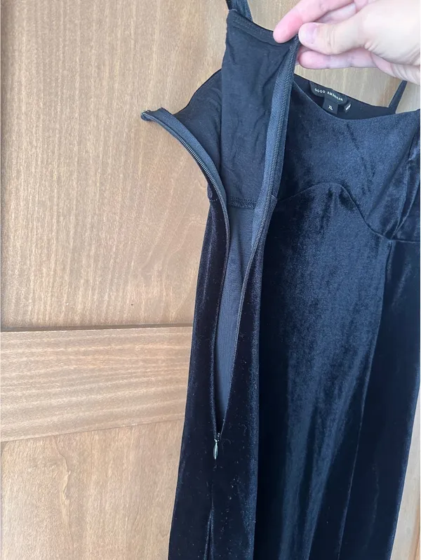 NWT Good American Black Velvet Mini Dress Women’s size XL - Image 7