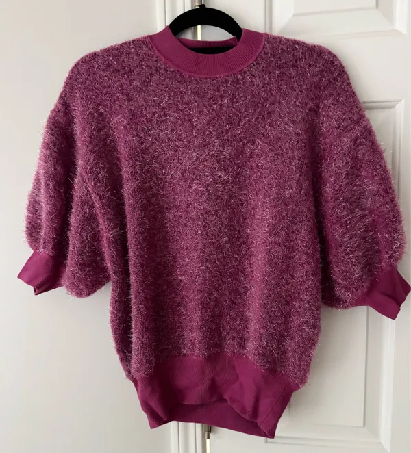 Anthropologie Maeve The Violetta Open-Back Tinsel Sweater, Size M - Image 6