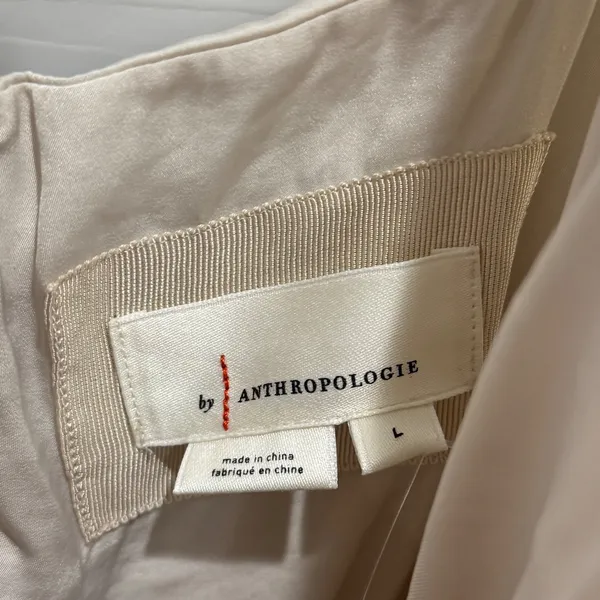 NEW‎ Anthropologie Mini Dress SIZE L Ivory Pleated Wrap Twisted Waist Bridal - Image 7