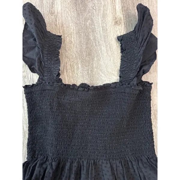 Kourt Calypso Maxi Dress Black Swiss Dot‎ Ruffle Smocked Tiered Size XL - Image 4