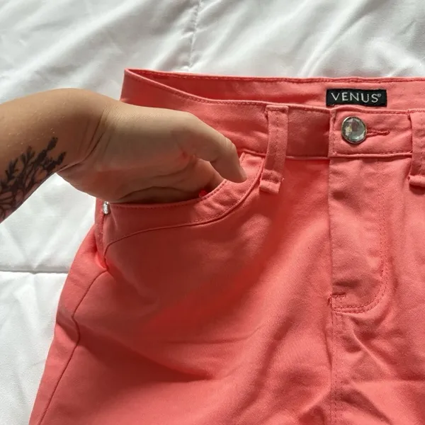Venus Womens 2 Mini Skirt Coral Pink Stretch Cowgirl Festival Summer‎ Beach Y2K - Image 7