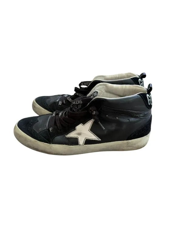 GOLDEN GOOSE Women’s Black Leather Hi Top Sneakers Size 36 / US 6 - Image 9