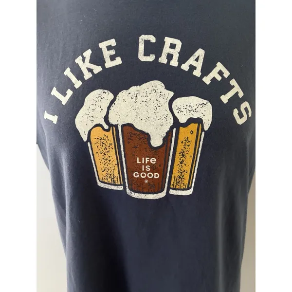 Life is Good Beer T shirt Womens L Gray I Like Crafts Crusher Tee Short Sleeve - Image 2