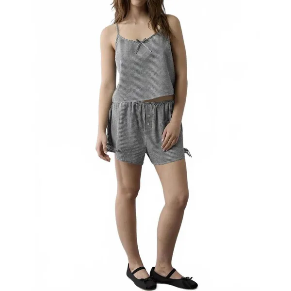 AE Flirty Woven Tank PJ Set American Eagle Black Gingham NWT Small - Image 2