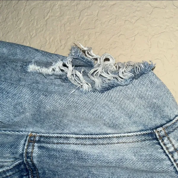 Free People Light Blue Distressed Denim Jacket - Image 8