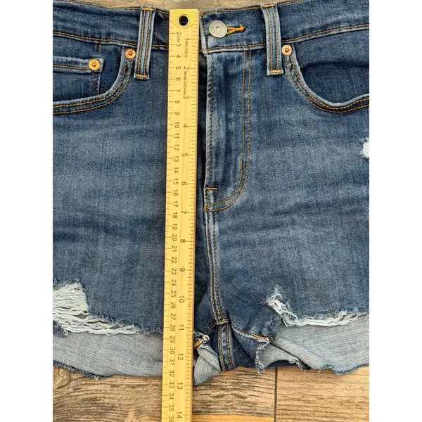 Levis High Rise Jean Shorts Size‎ 28 Distressed Cut Off Denim Micro Mini Bootie - Image 7
