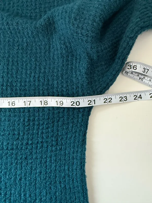 American Eagle Cloudspun Oversized Sweater Dark Teal Waffle Knit - Image 6