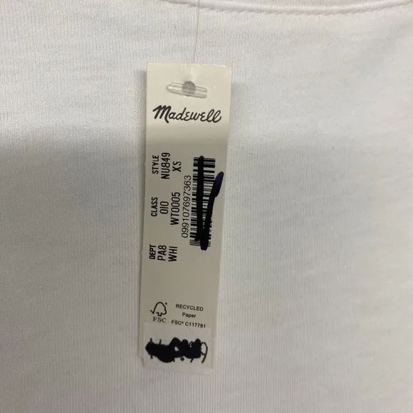 Madewell Womens Top XS White Cotton Balloon Bishop‎ Sleeve Blouse Shirt NU849 - Image 2