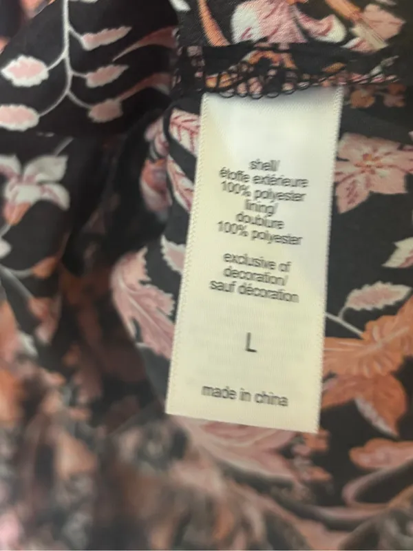 Maurices black and pink floral midi dress size large - Image 8