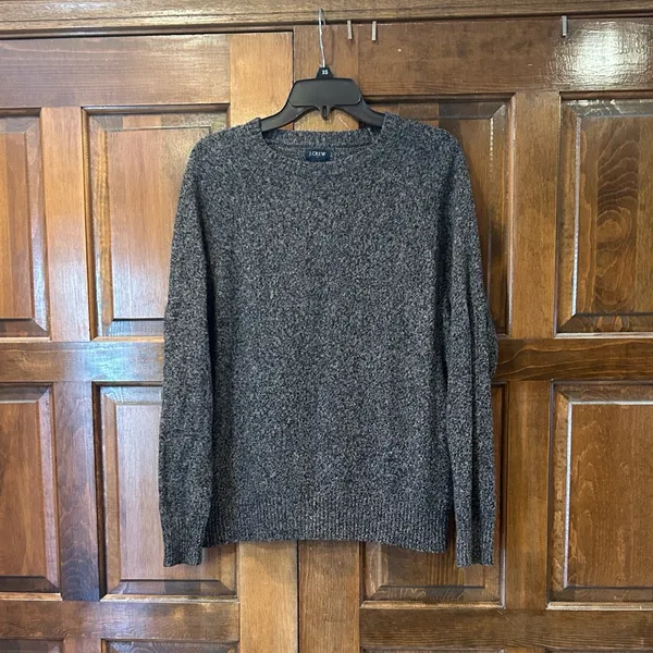 J. Crew Women's Crewneck Knit Sweater Pullover‎ Medium Gray Lambswool Blend - Image 2