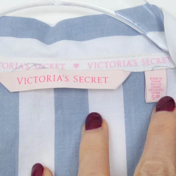 Victoria's Secret Womens Striped Button Pajama Top Size S Blue Lounge Sleepwear‎ - Image 5