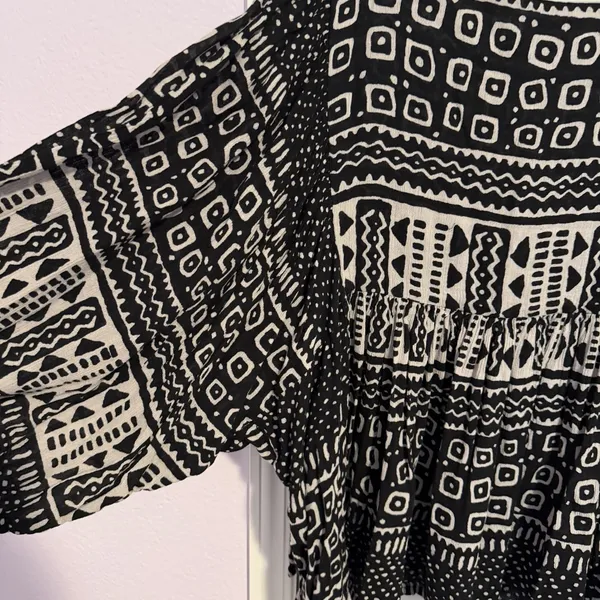 Denim & Supply Ralph Lauren Peasant Top Black Boho Aztec Dolman Boxy Tassel XL - Image 11