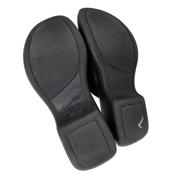 Dansko Black Leather Embossed Floral Slip On Strap Slide Casual Sandals Size 38 - Image 8