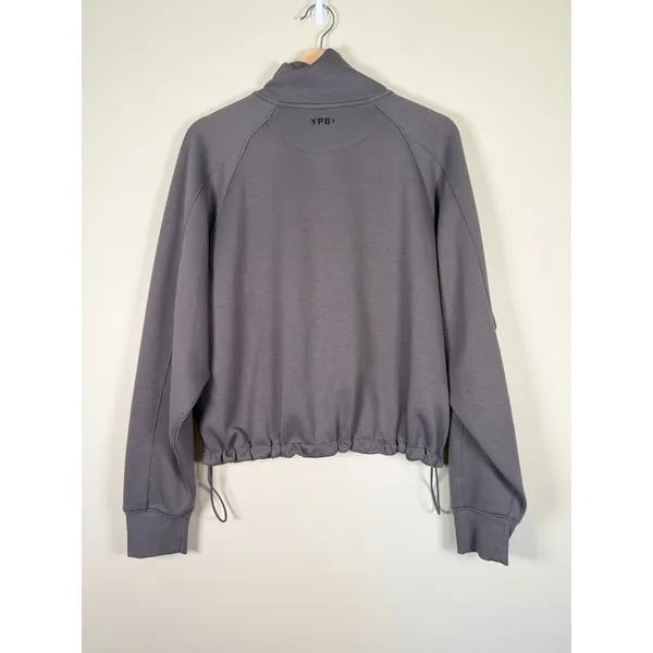 YPB Your Personal Best Womens‎ Gray Full Zip Cropped Jacket Mock Neck Medium - Image 3