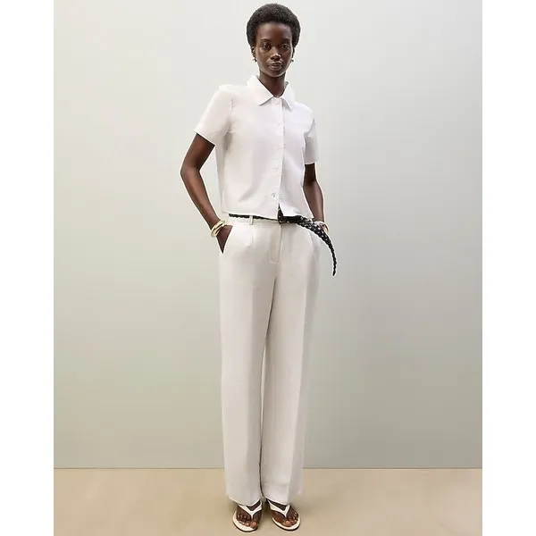 J. Crew Straight-leg Essential Pant in Chelsea Linen-Cupro Blend Size 4 Tall‎ - Image 3