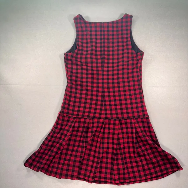 Honey & Sparkle Red Black Buffalo Plaid Drop Waist Pleated Dress M - Image 2