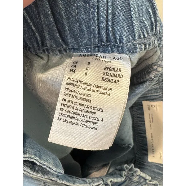 NEW American Eagle Denim‎ Relaxed Mom Jogger Sz 0 Medium Wash Cargo High Rise - Image 13